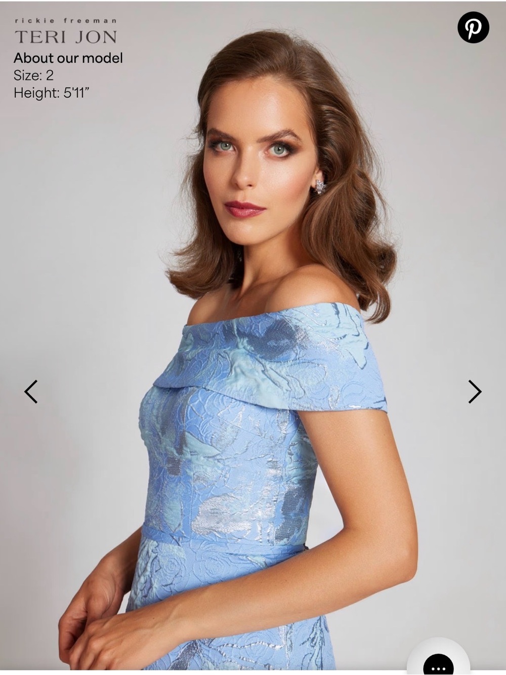 Teri Jon Light Blue One-Shoulder Jacquard Dress